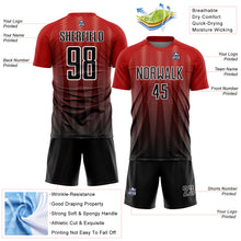 Charger l'image dans la galerie, Custom Red Black-White Gradient Line Sublimation Soccer Uniform Jersey