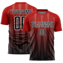 Charger l'image dans la galerie, Custom Red Black-White Gradient Line Sublimation Soccer Uniform Jersey