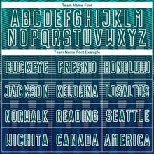 Charger l'image dans la galerie, Custom Neon Green Navy-White Gradient Line Sublimation Soccer Uniform Jersey