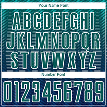 Charger l'image dans la galerie, Custom Neon Green Navy-White Gradient Line Sublimation Soccer Uniform Jersey