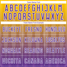 Charger l'image dans la galerie, Custom Gold Purple-White Gradient Line Sublimation Soccer Uniform Jersey