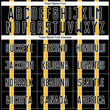 Load image into Gallery viewer, Custom Black Gold-White Stripe Line Sublimation Soccer Uniform Jersey