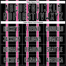 Load image into Gallery viewer, Custom Black Pink-White Stripe Line Sublimation Soccer Uniform Jersey
