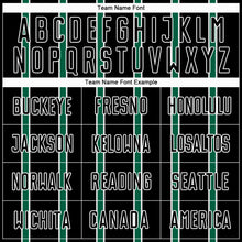 Load image into Gallery viewer, Custom Black Kelly Green-White Stripe Line Sublimation Soccer Uniform Jersey