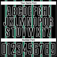 Load image into Gallery viewer, Custom Black Kelly Green-White Stripe Line Sublimation Soccer Uniform Jersey