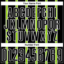 Load image into Gallery viewer, Custom Black Neon Green-White Stripe Line Sublimation Soccer Uniform Jersey