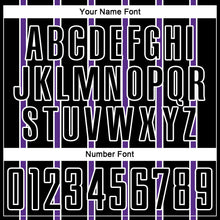 Load image into Gallery viewer, Custom Black Purple-White Stripe Line Sublimation Soccer Uniform Jersey