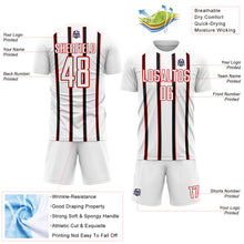 Load image into Gallery viewer, Custom White Black-Red Stripe Line Sublimation Soccer Uniform Jersey