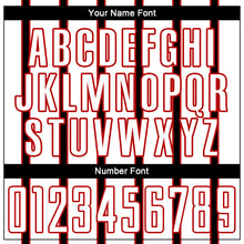Load image into Gallery viewer, Custom White Black-Red Stripe Line Sublimation Soccer Uniform Jersey