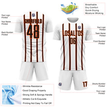 Load image into Gallery viewer, Custom White Black-Orange Stripe Line Sublimation Soccer Uniform Jersey