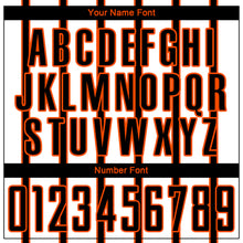 Load image into Gallery viewer, Custom White Black-Orange Stripe Line Sublimation Soccer Uniform Jersey