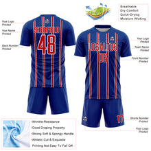 Load image into Gallery viewer, Custom Royal Red-White Stripe Line Sublimation Soccer Uniform Jersey