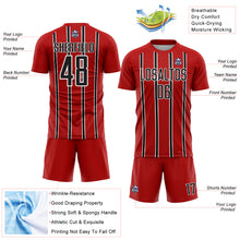 Laden Sie das Bild in den Galerie-Viewer, Custom Red Black-White Stripe Line Sublimation Soccer Uniform Jersey