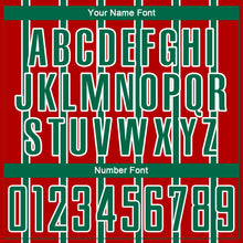 Laden Sie das Bild in den Galerie-Viewer, Custom Red Kelly Green-White Stripe Line Sublimation Soccer Uniform Jersey