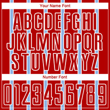 Load image into Gallery viewer, Custom Red Light Blue-White Stripe Line Sublimation Soccer Uniform Jersey