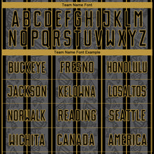 Charger l'image dans la galerie, Custom Gray Black-Old Gold Stripe Line Sublimation Soccer Uniform Jersey