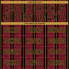 Загрузить изображение в средство просмотра галереи, Custom Crimson Black-Old Gold Stripe Line Sublimation Soccer Uniform Jersey