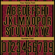 Загрузить изображение в средство просмотра галереи, Custom Crimson Black-Old Gold Stripe Line Sublimation Soccer Uniform Jersey