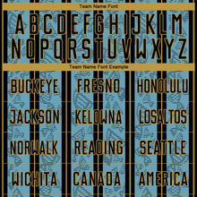 Charger l'image dans la galerie, Custom Shadow Blue Black-Old Gold Stripe Line Sublimation Soccer Uniform Jersey