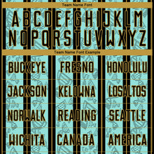 Charger l'image dans la galerie, Custom Ice Blue Black-Old Gold Stripe Line Sublimation Soccer Uniform Jersey