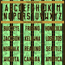 Laden Sie das Bild in den Galerie-Viewer, Custom Pea Green Black-Old Gold Stripe Line Sublimation Soccer Uniform Jersey