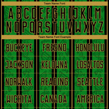 Charger l'image dans la galerie, Custom Grass Green Black-Old Gold Stripe Line Sublimation Soccer Uniform Jersey