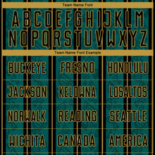 Charger l'image dans la galerie, Custom Midnight Green Black-Old Gold Stripe Line Sublimation Soccer Uniform Jersey