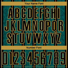 Charger l'image dans la galerie, Custom Midnight Green Black-Old Gold Stripe Line Sublimation Soccer Uniform Jersey