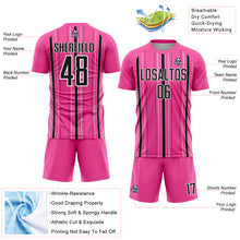 Load image into Gallery viewer, Custom Pink Black-White Stripe Sublimation Soccer Uniform Jersey