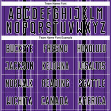 Load image into Gallery viewer, Custom Purple Black-White Stripe Sublimation Soccer Uniform Jersey