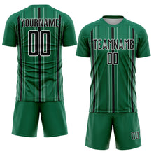Charger l'image dans la galerie, Custom Kelly Green Black-White Stripe Sublimation Soccer Uniform Jersey