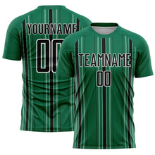 Charger l'image dans la galerie, Custom Kelly Green Black-White Stripe Sublimation Soccer Uniform Jersey