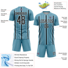 Load image into Gallery viewer, Custom Shadow Blue Black-White Stripe Sublimation Soccer Uniform Jersey