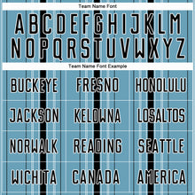 Load image into Gallery viewer, Custom Shadow Blue Black-White Stripe Sublimation Soccer Uniform Jersey