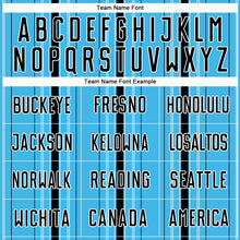 Load image into Gallery viewer, Custom Sky Blue Black-White Stripe Sublimation Soccer Uniform Jersey