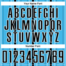 Load image into Gallery viewer, Custom Sky Blue Black-White Stripe Sublimation Soccer Uniform Jersey