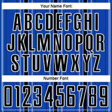 Laden Sie das Bild in den Galerie-Viewer, Custom Thunder Blue Black-White Stripe Sublimation Soccer Uniform Jersey