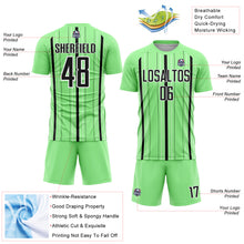 Load image into Gallery viewer, Custom Pea Green Black-White Stripe Sublimation Soccer Uniform Jersey