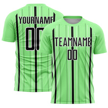 Load image into Gallery viewer, Custom Pea Green Black-White Stripe Sublimation Soccer Uniform Jersey