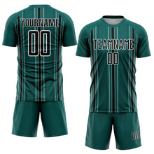 Charger l'image dans la galerie, Custom Midnight Green Black-White Stripe Sublimation Soccer Uniform Jersey