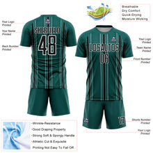 Charger l'image dans la galerie, Custom Midnight Green Black-White Stripe Sublimation Soccer Uniform Jersey
