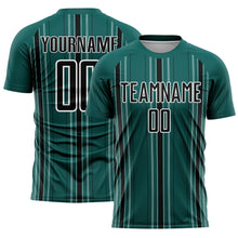 Charger l'image dans la galerie, Custom Midnight Green Black-White Stripe Sublimation Soccer Uniform Jersey