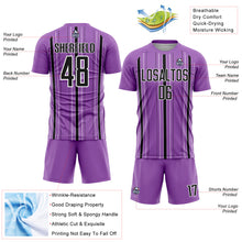 Загрузить изображение в средство просмотра галереи, Custom Medium Purple Black-White Stripe Sublimation Soccer Uniform Jersey