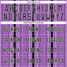 Загрузить изображение в средство просмотра галереи, Custom Medium Purple Black-White Stripe Sublimation Soccer Uniform Jersey