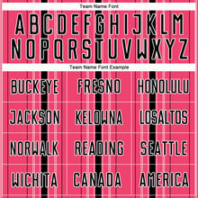 Load image into Gallery viewer, Custom Neon Pink Black-White Stripe Sublimation Soccer Uniform Jersey