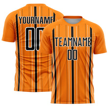 Load image into Gallery viewer, Custom Bay Orange Black-White Stripe Sublimation Soccer Uniform Jersey
