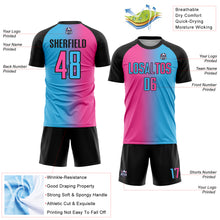 Загрузить изображение в средство просмотра галереи, Custom Sky Blue Pink-Black Sublimation Gradient Fashion Soccer Uniform Jersey
