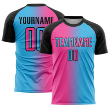 Загрузить изображение в средство просмотра галереи, Custom Sky Blue Pink-Black Sublimation Gradient Fashion Soccer Uniform Jersey