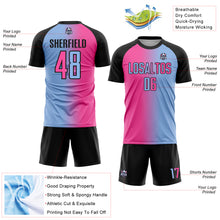 Загрузить изображение в средство просмотра галереи, Custom Light Blue Pink-Black Sublimation Gradient Fashion Soccer Uniform Jersey