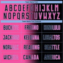 Load image into Gallery viewer, Custom Black Pink-Light Blue Sublimation Gradient Fashion Soccer Uniform Jersey